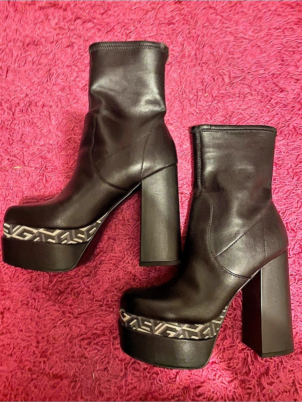 Guess Danca Platform Booties Black Platform Ankle Boots